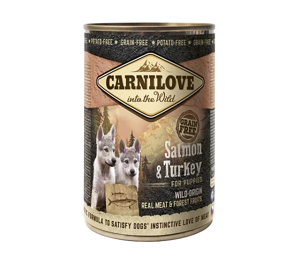 Alimento úmido sabor Salmão com Peru para filhotes 400g - Carnilove