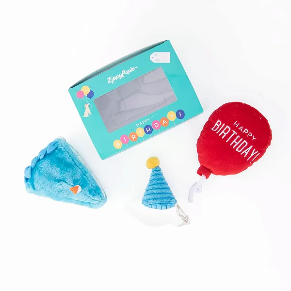 Pelúcia Pup Birthday Box Azul 3un - Zippy Paws