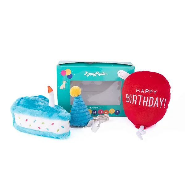 Pelúcia Pup Birthday Box Azul 3un - Zippy Paws