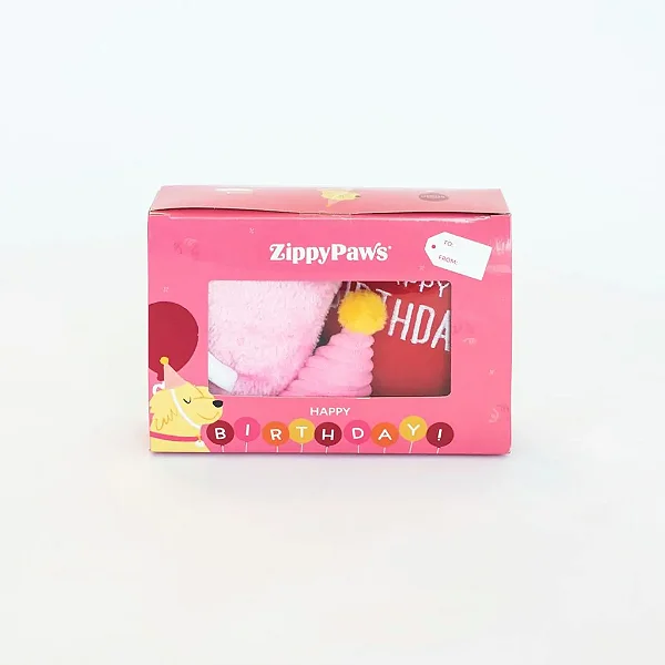 Pelúcia Pup Birthday Box Rosa 3un - Zippy Paws
