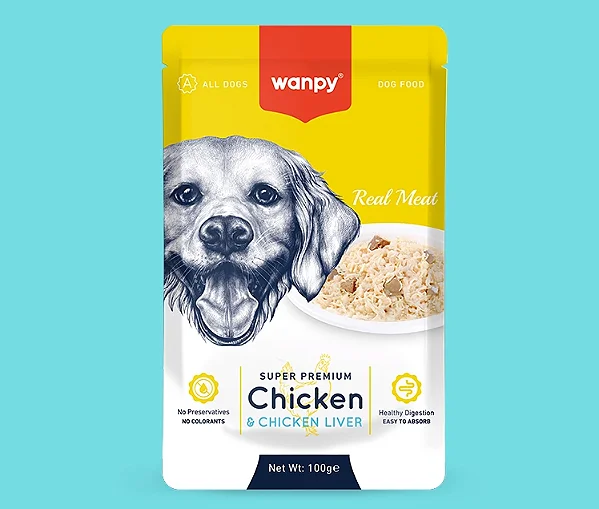 Sachê de Alimento Úmido Sabor Frango e Fígado de Frango 100g - Wanpy
