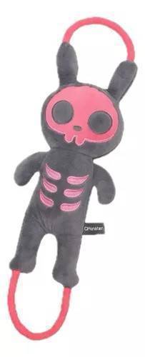 Pelúcia Cabo de Guerra Skeleton Rabbit Cinza e Rosa - Petta