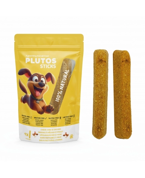 Plutos Stick Cheese & Chicken Mordedor Natural para Cães P - 4un
