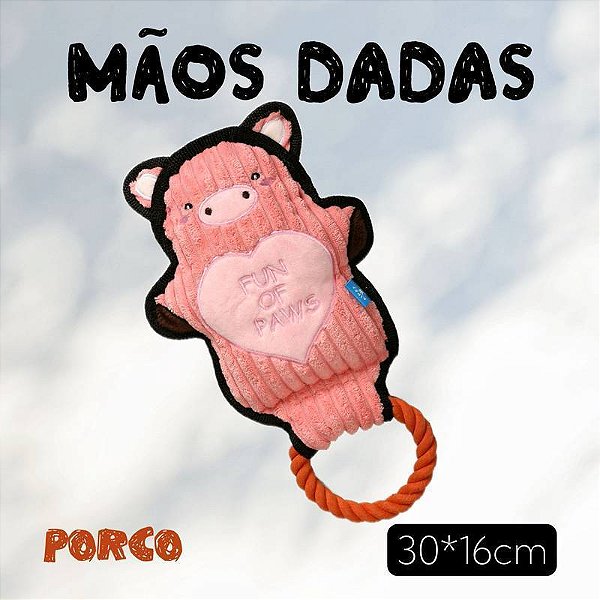 Pelúcia com Cabo de Guerra Porco - Petta