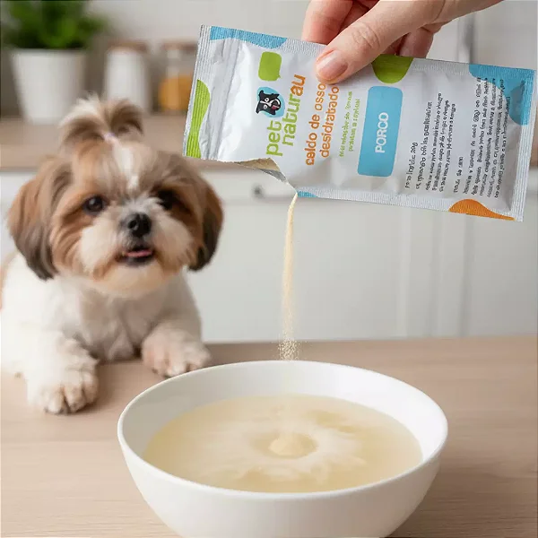 Caldo de Ossos de Porco Desidratado Sachê 20g - Pet Naturau