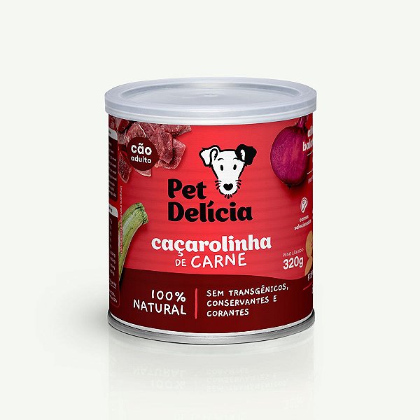 Alimento Natural Para Cães Caçarolinha de Carne 320g - Pet Delicia