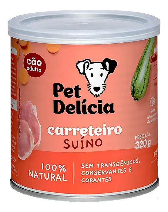 Alimento Natural Para Cães Carreteiro Suíno 320g - Pet Delicia
