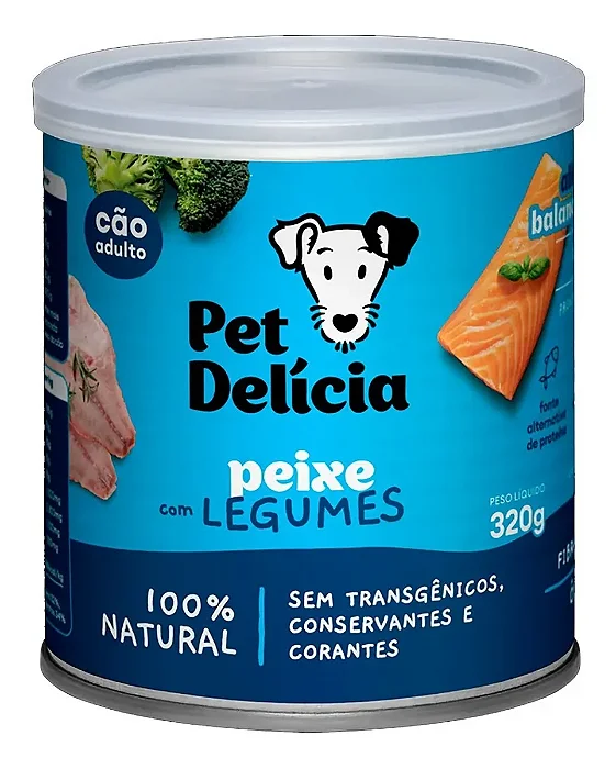 Alimento Natural Para Cães Peixe com Legumes 320g - Pet Delicia