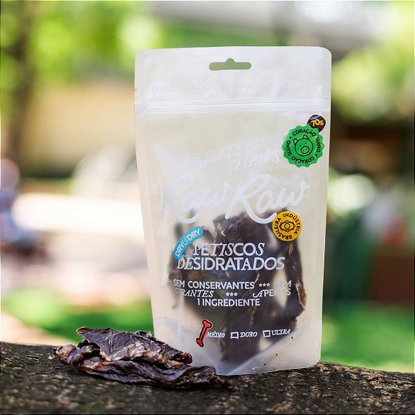 Petisco de Coração Suíno para Cães e Gatos 70g - Raw Raw