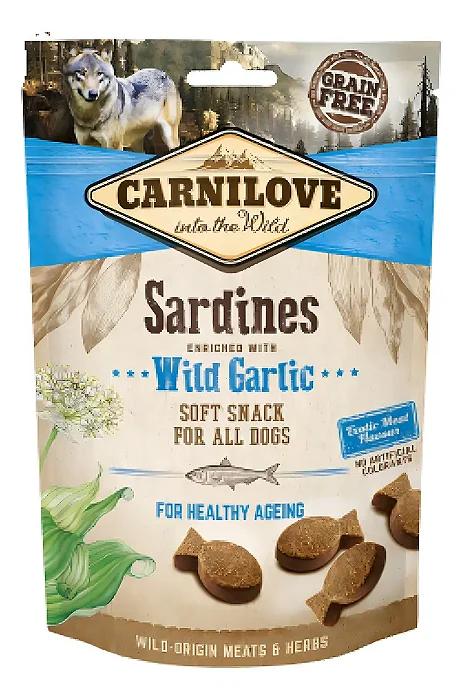 Soft Snack sabor Sardinha e Alho Selvagem 200g - Carnilove