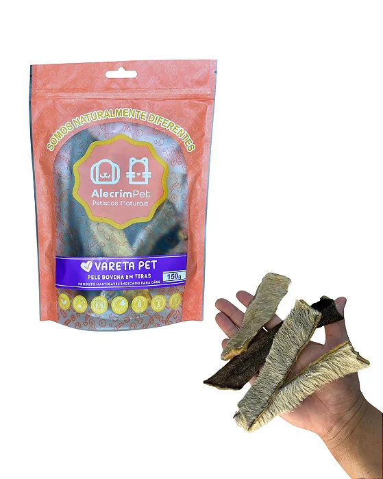 Vareta de Pele Bovina COM PELOS 150g- Alecrim Pet