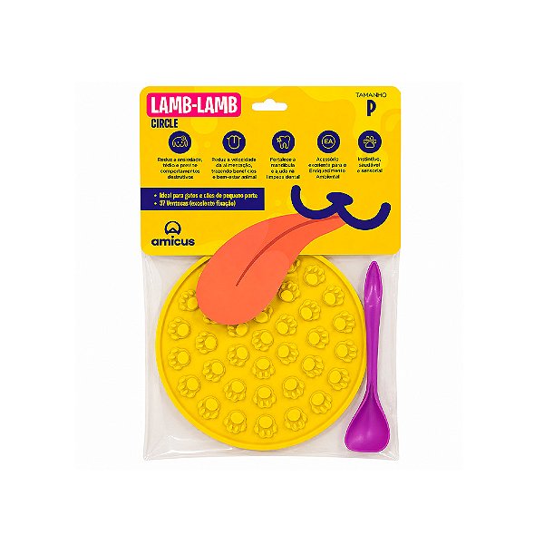 Tapete de Lamber Circulo Amarelo P - Amicus