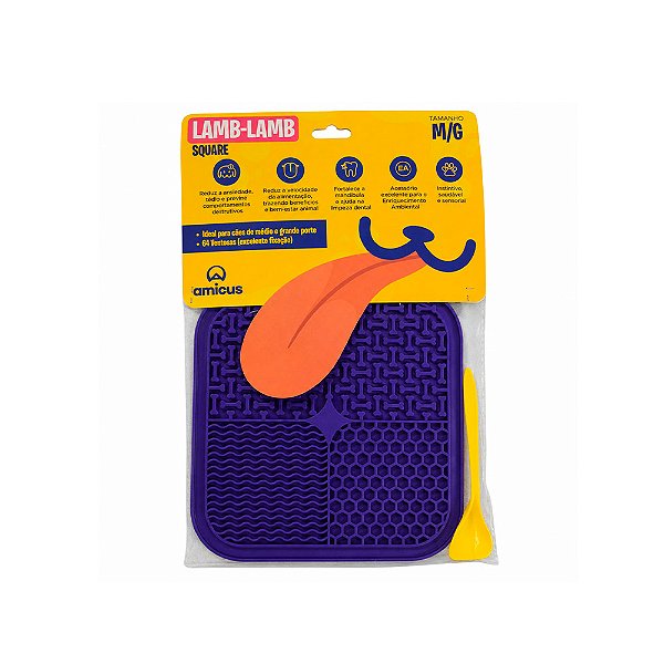 Tapete de Lamber Quadrado Roxo M/G - Amicus