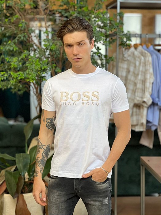 Camiseta Masculina Slim Fit Hugo Boss Branco - Mod Store