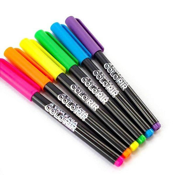 Caneta Ultrafine Newpen Marcador Neon Ponta 0.5mm 6 Cores