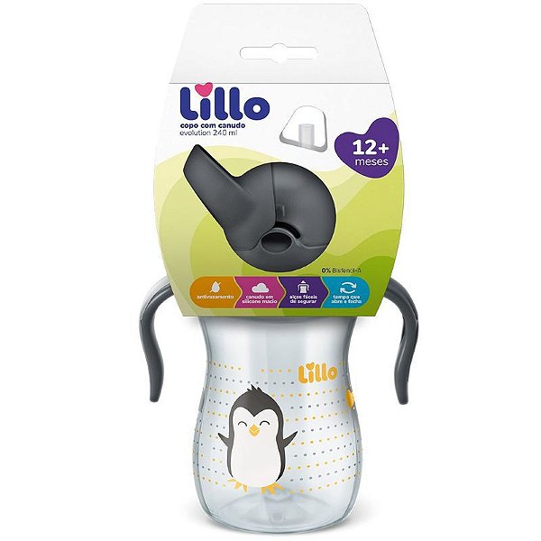 Copo com Canudo Lillo 240ml +12 Meses Neutro