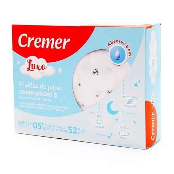 Fralda Cremer Luxo 70x70cm Masculino 5 Unidades