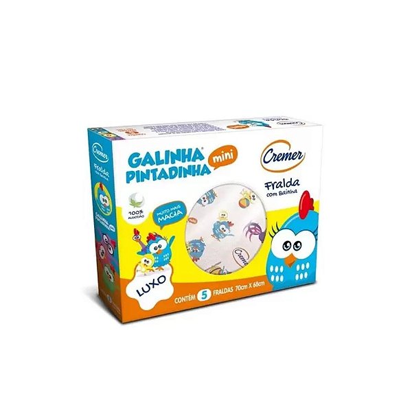 Fralda Cremer Luxo com Bainha Galinha Pintadinha 5 Unidades