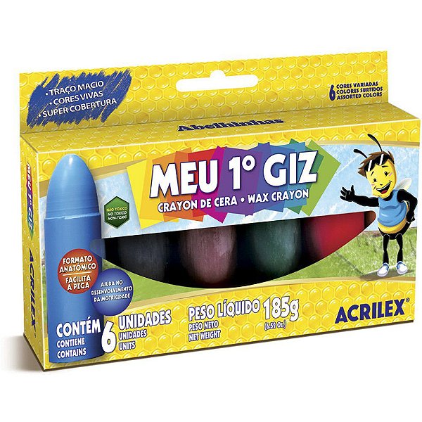 Meu Primeiro Giz Acrilex 185g 6 Cores