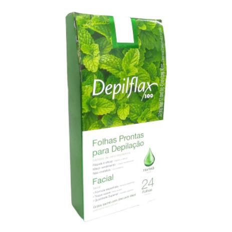 Folhas Prontas para Depilação Facial Depilflax 24 Folhas Hortelã
