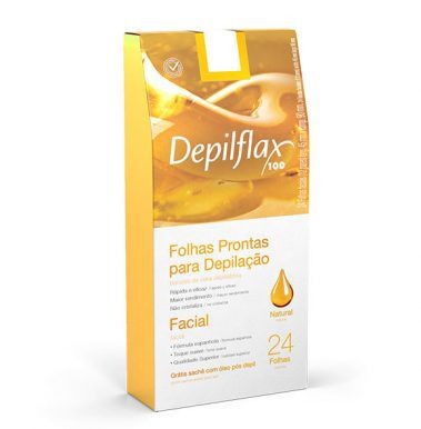 Folhas Prontas para Depilação Facial Depilflax 24 Folhas Natural