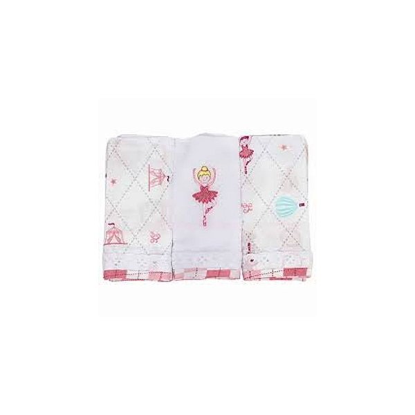 Fralda Bordada com 3 unidades Circus Loupiot Minasrey Menina 70x68 cm REF:337905