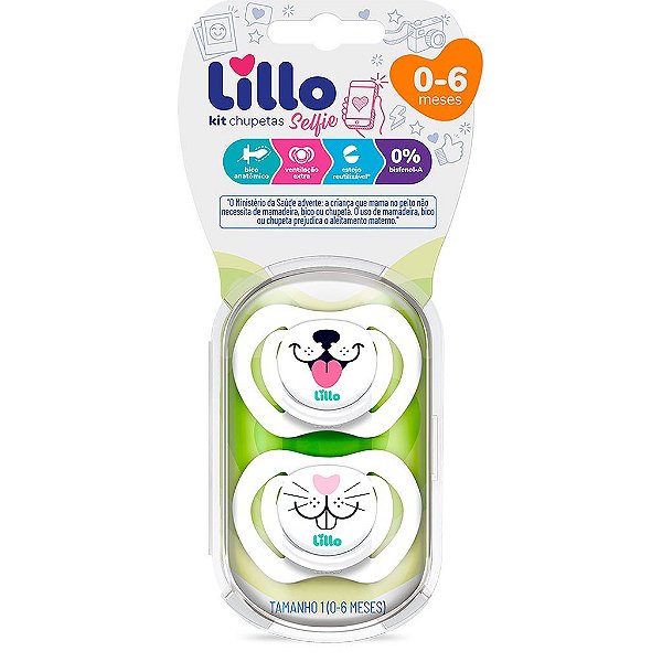 Kit 2 Chupetas Lillo Selfie 0-6 Meses