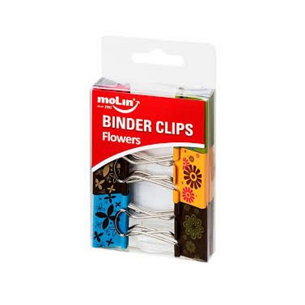 Kit Binder Clips Molin Flowers Com 6 Unidades