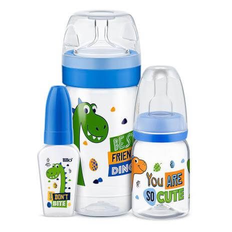 Kit Evolution Magia Lillo Com 3 Mamadeiras 50ml / 120ml / 300ml Azul