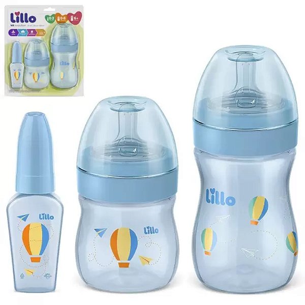 Kit Mamadeira Evolution Lillo 50ml / 150ml / 240ml Azul Claro