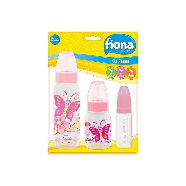 Kit Mamadeira Fases Fiona 50ml 120ml 240ml Rosa