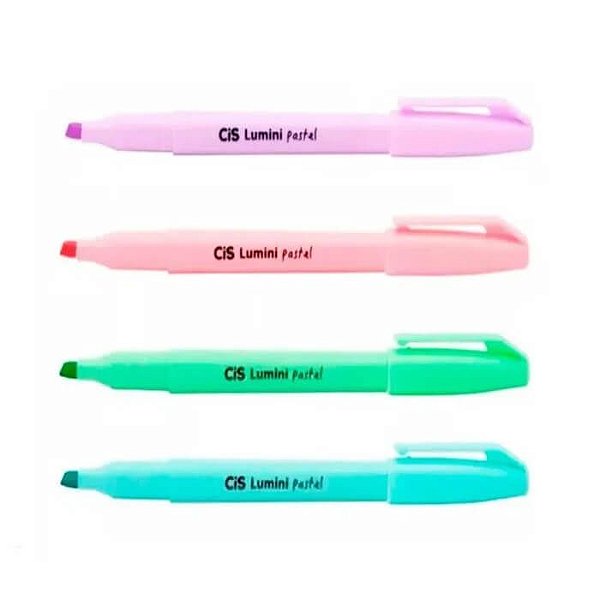 Kit Marca Texto Mini Lumini Cis Cores Pastel 4 Unidades
