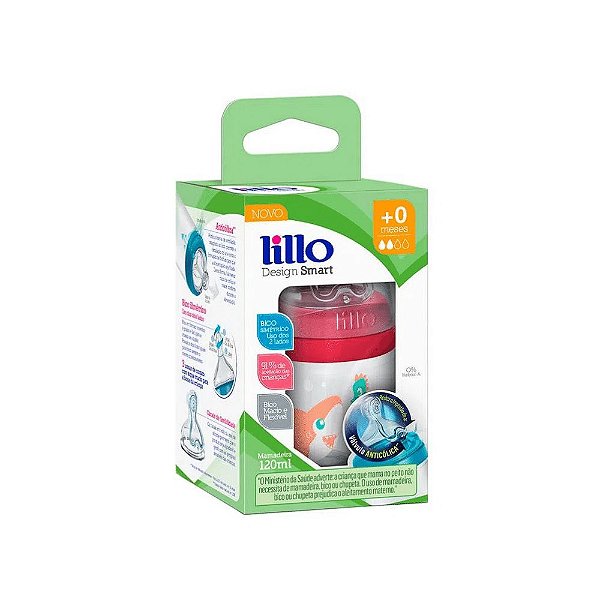 Mamadeira Design Smart Lillo 120ml +0 Meses Rosa