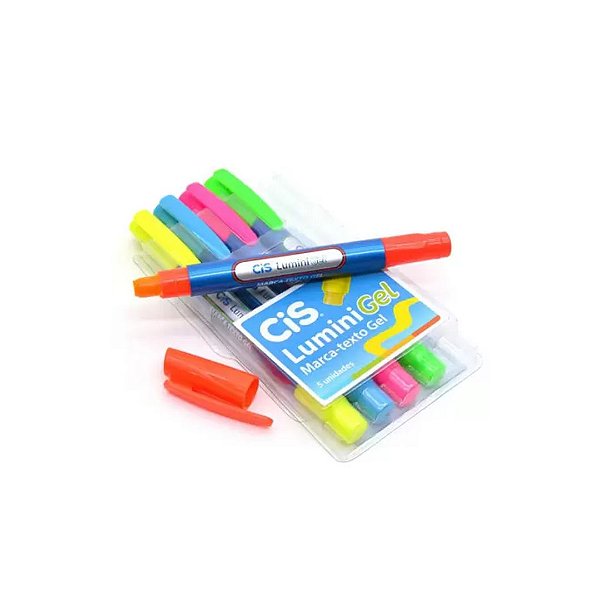Marca Texto Cis Lumini Gel Neon 5 cores