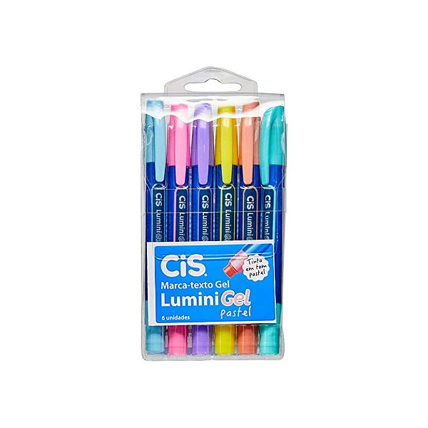 Marca Texto Cis Lumini Gel Pastel Estojo Com 6 cores