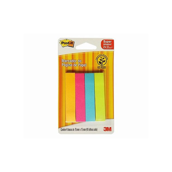 Marcador de Página Post-It 3M 76mm x 15mm 4 Blocos 45 Folhas Cada