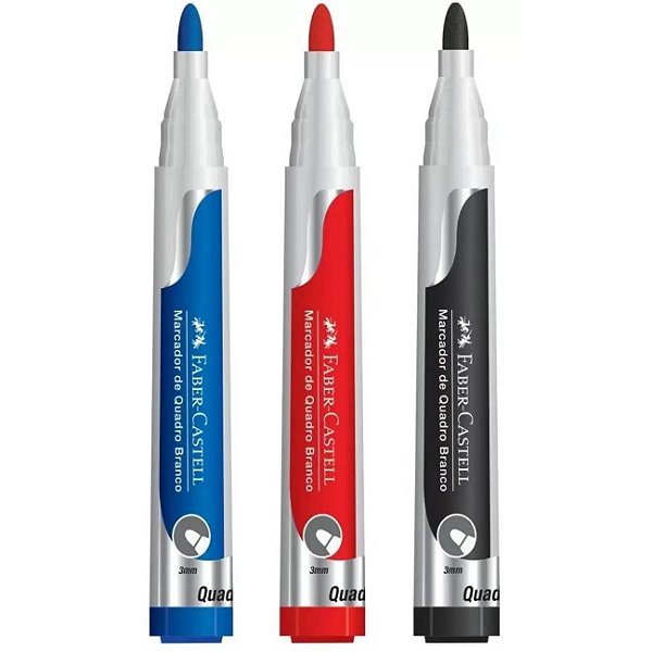 Marcador Quadro Branco Faber Castell 3 Cores Az/Pr/Ver 3mm