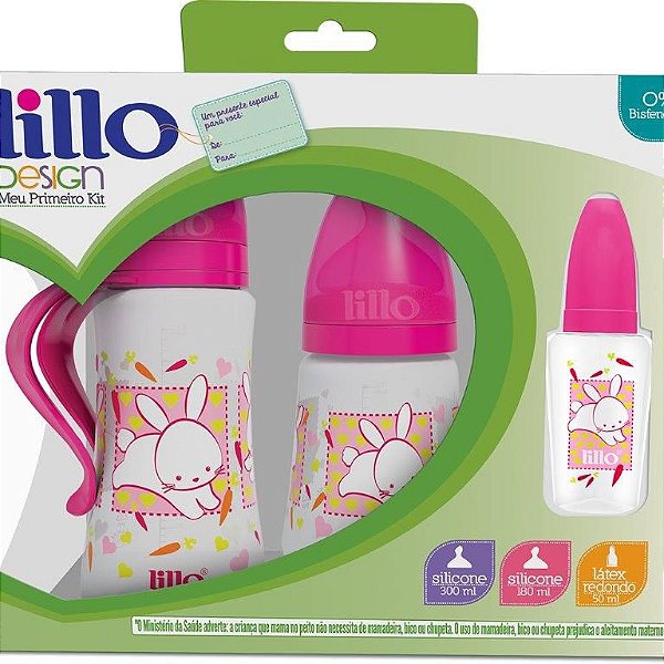 Meu  Primeiro Kit Mamadeiras Design Lillo Rosa