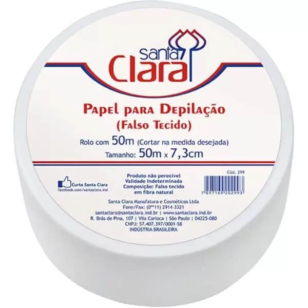 Papel para depilação - Falso tecido - rolo com 50 metros Santa Clara R299 50 m x 7,3 cm