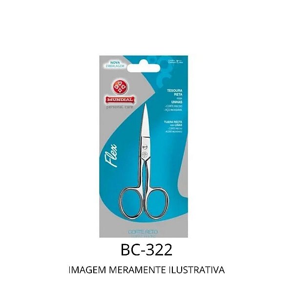 Tesoura Para Unhas Mundial Flex Reta Inox BC 327