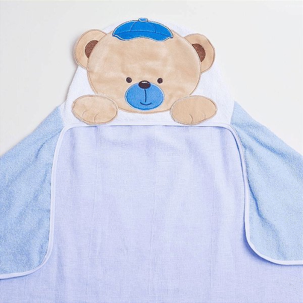 Toalha Felpuda Bichinhos Papi Toys 90 cm x 70 cm - Urso Azul