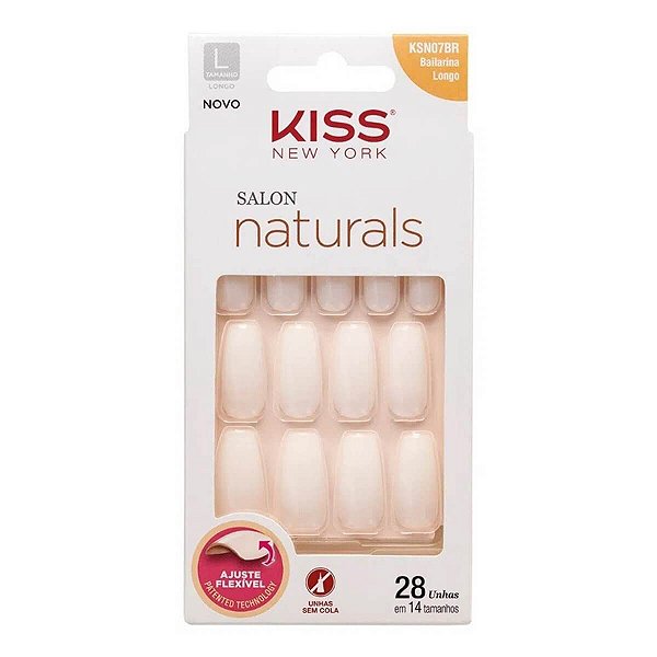 Unha Salon Naturals Kiss New York 28 Unidades - Bailarina Longo