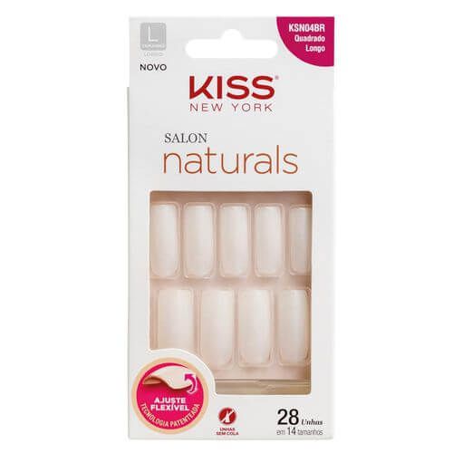 Unha Salon Naturals Kiss New York 28 Unidades - Quadrado Longo