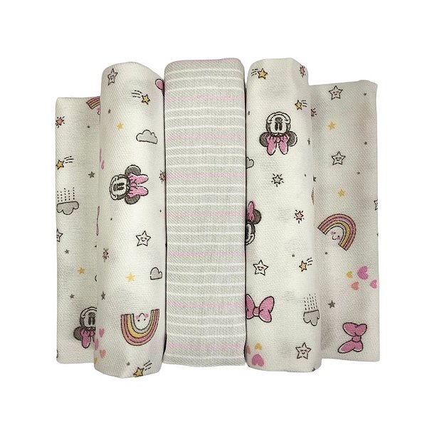 Manta Cueiro Minnie 3 unidades 80x80cm
