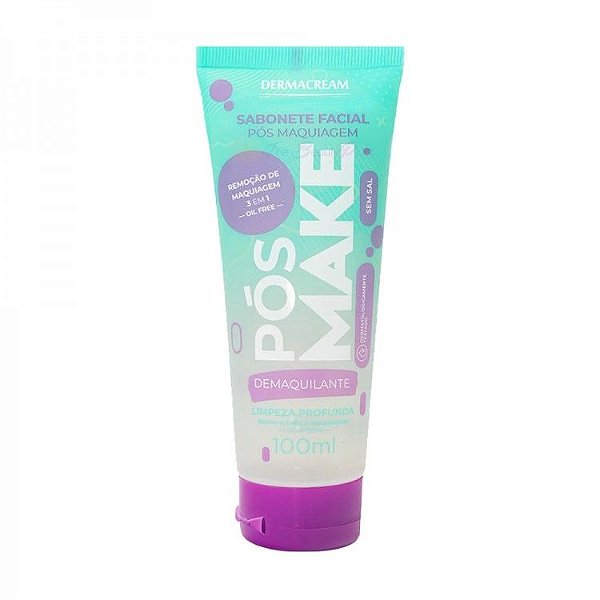 Sabonete Facial Pós Maquiagem Demaquilante  Dermacream 100ml