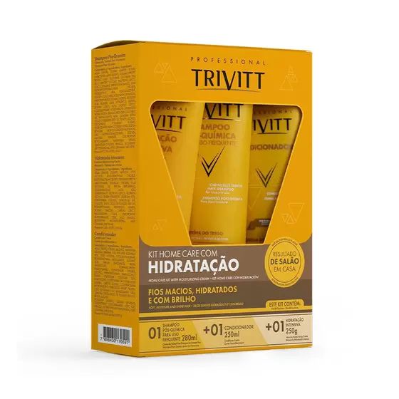 Kit Home Care com Hidratação Trivitt Shampoo 280ml + Condicionador 250ml + Hidratação 250g