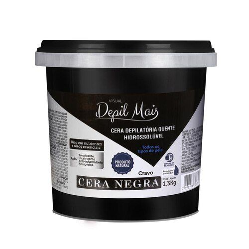 Cera Depilatória Quente Hidrossolúvel Depil Mais 1,3kg Negra