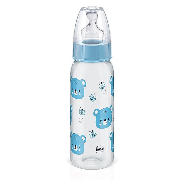 Mamadeira Fiona Desenhos Anatômica Bico Ortodontico 240ml - Azul