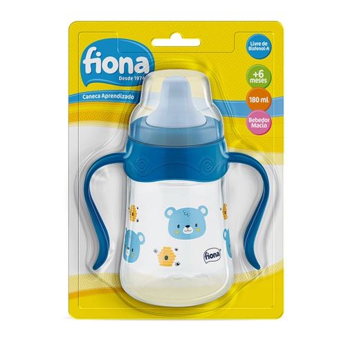 Caneca Aprendizado Infantil Bebedor Macio 180 ml + 6 meses Fiona - Azul