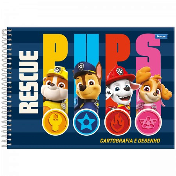 Caderno de Desenho e Cartografia Patrulha Canina Foroni 80 Folhas